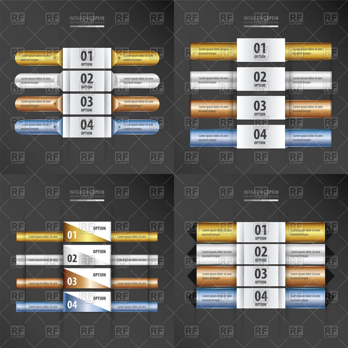 1200x1200 Gold, Silver, Bronze And Blue Gradient Banner Set Vector Image