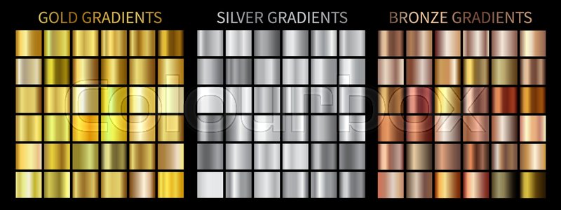 800x300 Gold, Silver, Bronze Gradients Stock Vector Colourbox