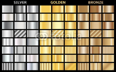 400x250 Vector Set Of Metallic Gradients Collection Of Gold, Silver