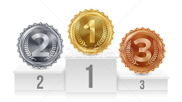 600x337 Pedestal With Gold, Silver, Bronze Medals Vector White Winners