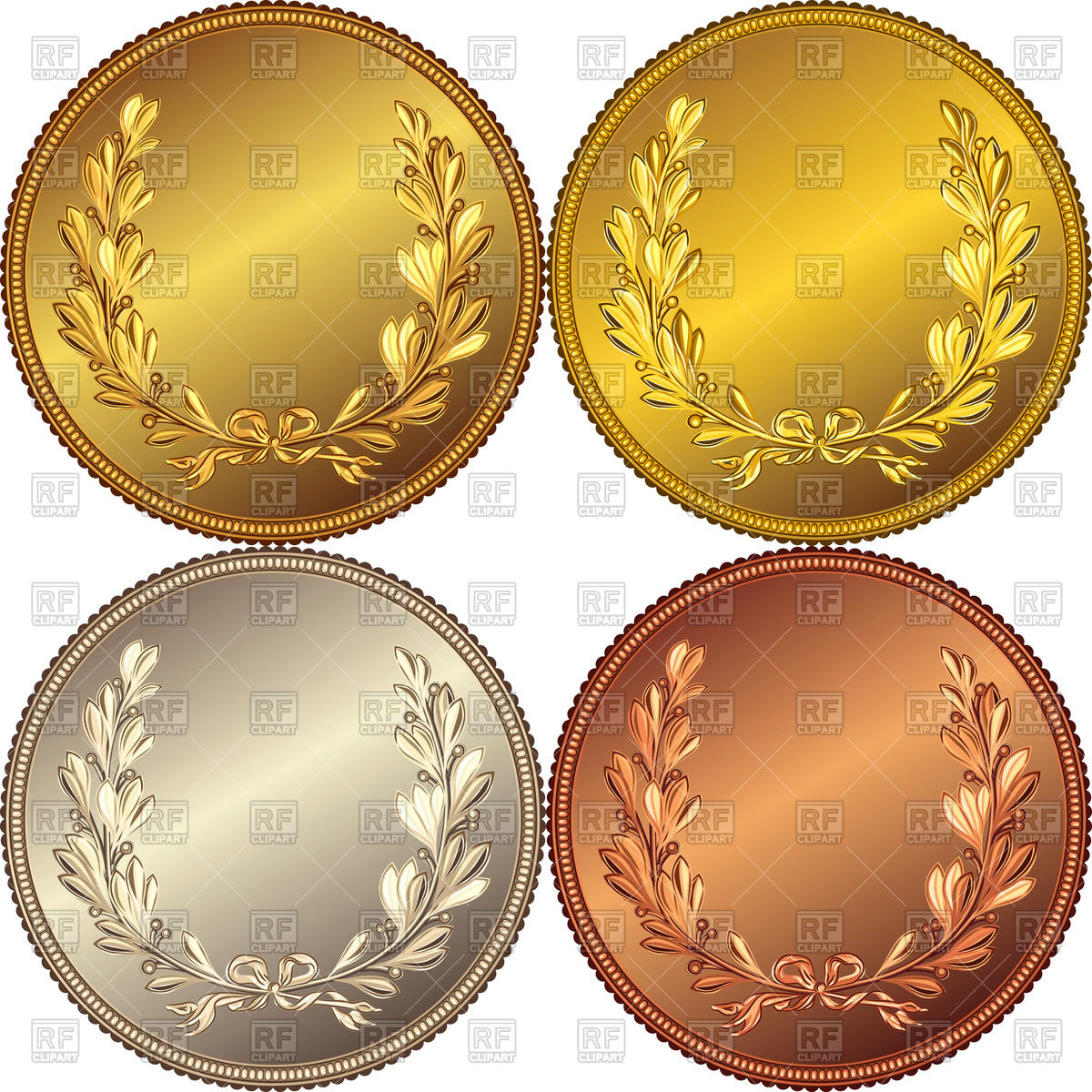 1200x1200 Set Of Golden, Silver And Bronze Medals Vector Image Of Objects