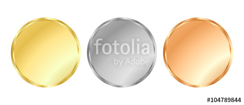 500x215 Simple Vector Template Gold, Silver, Bronze Medals For Stamps