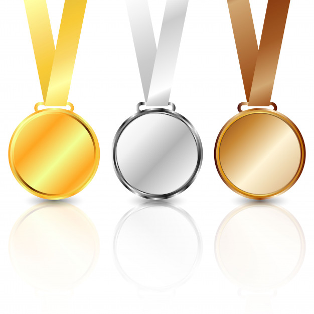 626x626 Three Metal Medallions Gold, Silver And Bronze Vector Premium