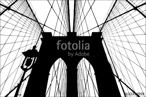 500x334 Brooklyn Bridge Silhouette Vector Illustration Stock Image
