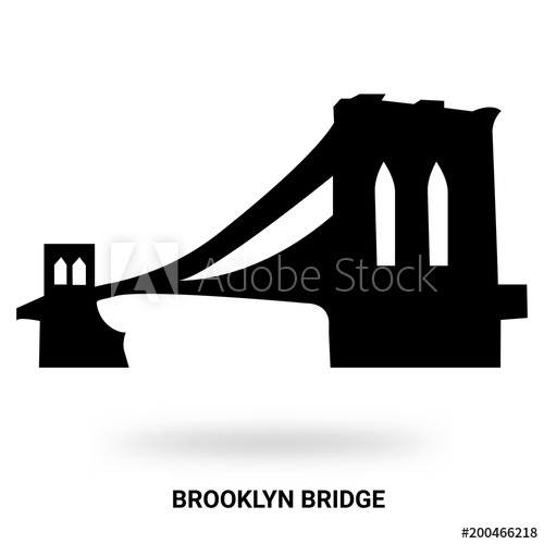 500x500 Brooklyn Bridge Silhouette Isolated On White Background