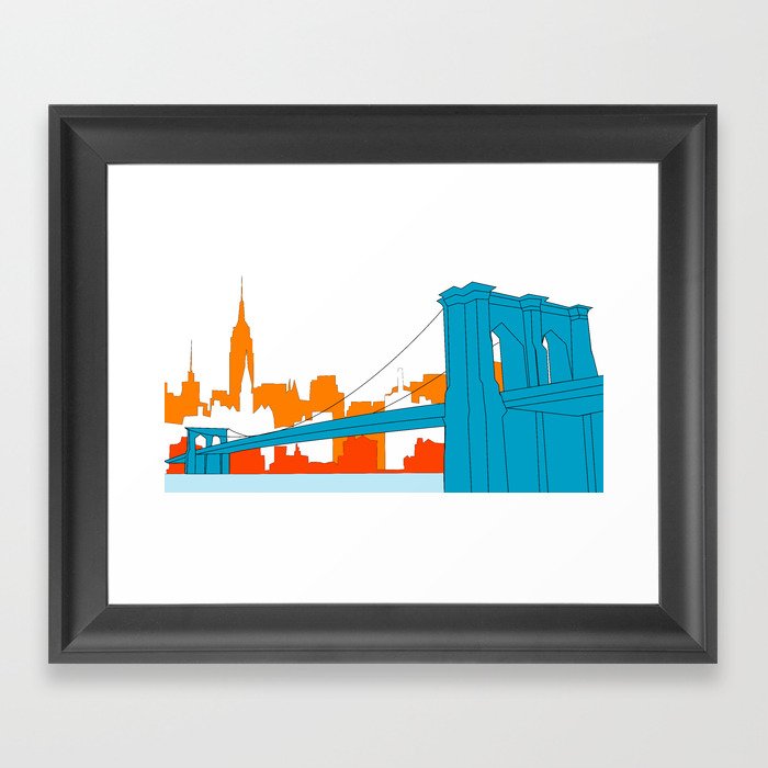700x700 Brooklyn Bridge Vector Framed Art Print