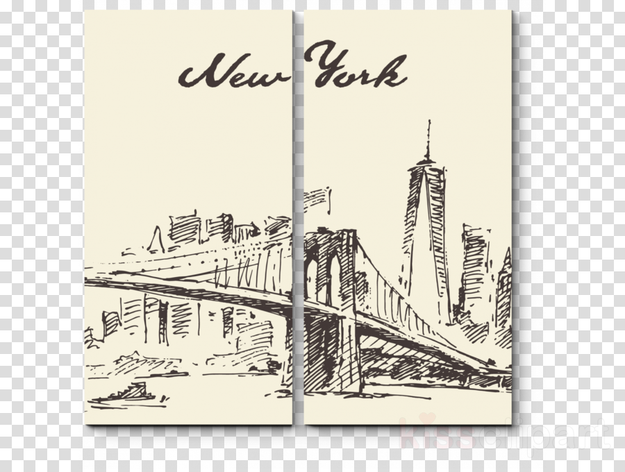 900x680 Brooklyn Bridge, Drawing, Art, Transparent Png Image Clipart