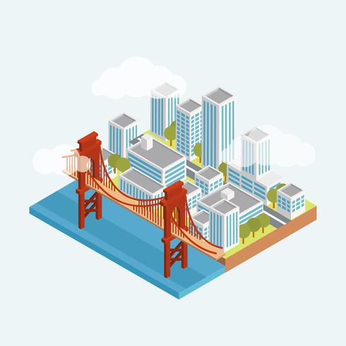 Isometric New York Brooklyn Bridge Illustration 490x490 Isometric New York Brooklyn Bridge Illustration