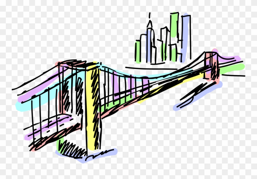 Vector Illustration Of Brooklyn Bridge Cable Suspension Clipart 880x613 Vector Illustration Of Brooklyn Bridge Cable Suspension Clipart