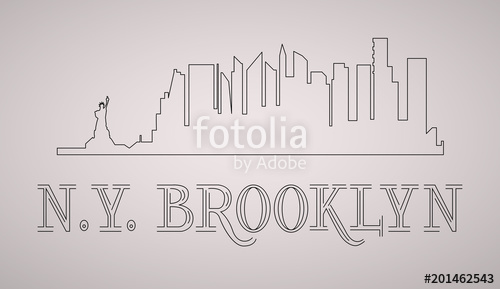 500x289 N Y Brooklyn Skyline And Landmarks Silhouette, Black And White