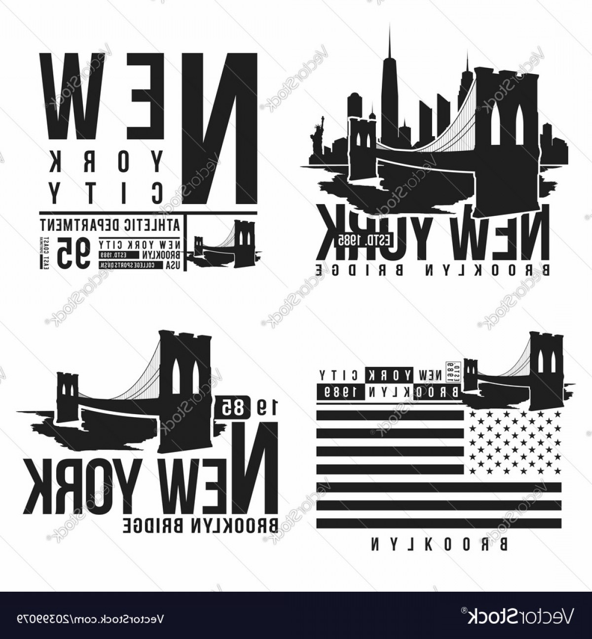 1200x1296 Set Of New York Brooklyn Bridge Typography For Vector Soidergi