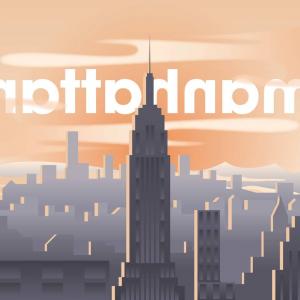 300x300 Silhouette Of Cityscape Of New York Brooklyn Bridge Statue