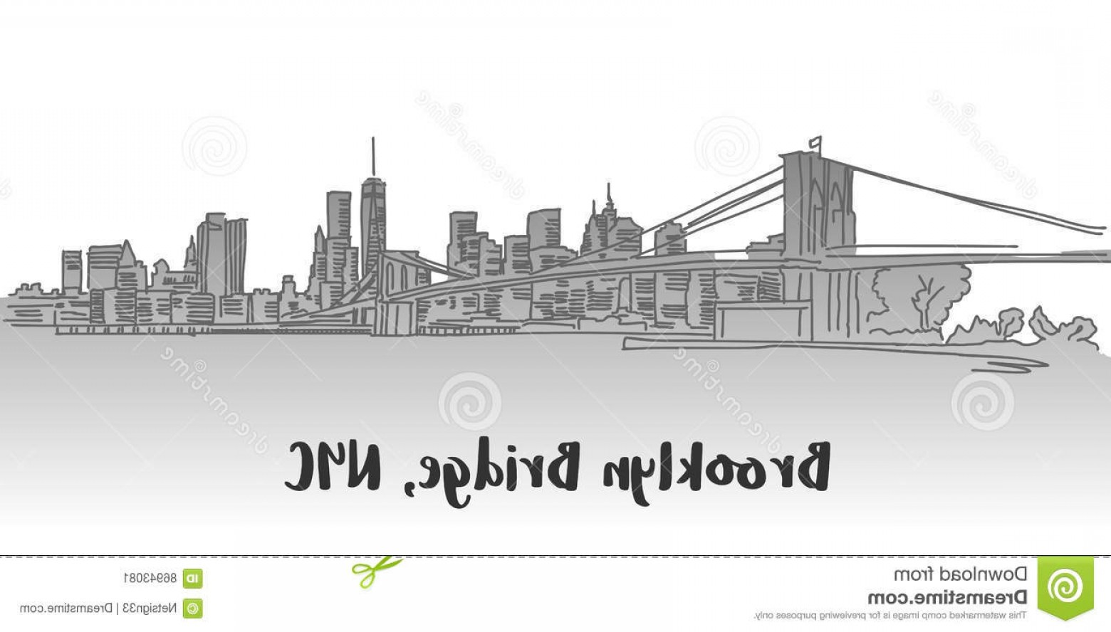 1560x888 Stock Illustration Brooklyn Bridge Manhattan Skyline Landmark Hand