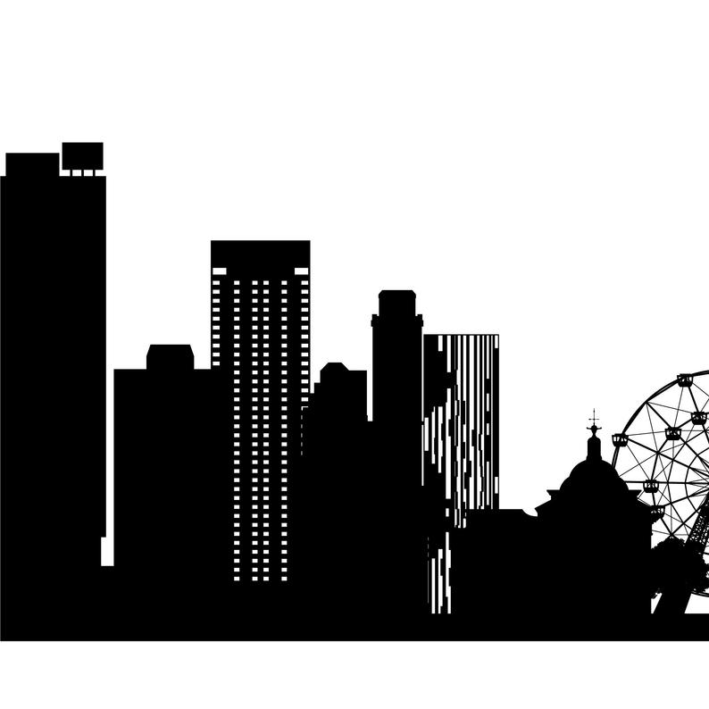 794x794 Brooklyn Skyline Printable Brooklyn New York Black White Etsy