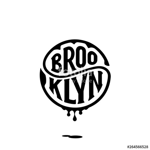 500x500 Brooklyn Circle Lettering With Ink White Vector Illustration