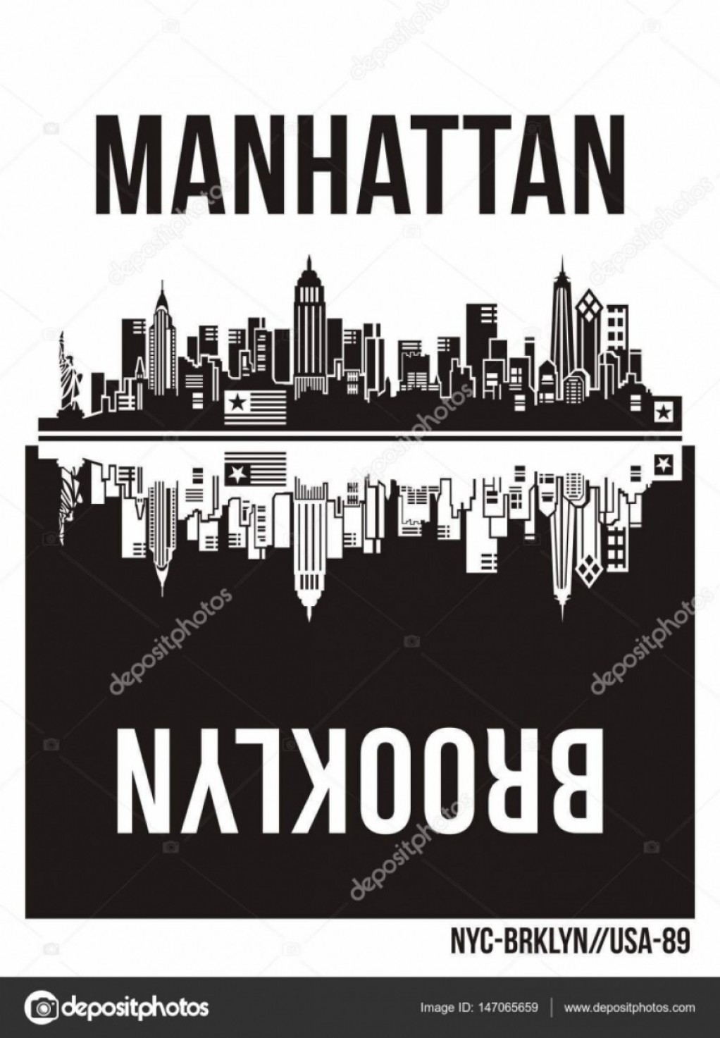 1022x1473 Stock Illustration Typography Manhattan Brooklyn Vector Soidergi