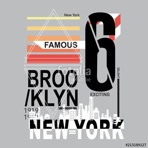 500x500 New York Brooklyn Typography T Shirt Vector Stock Image