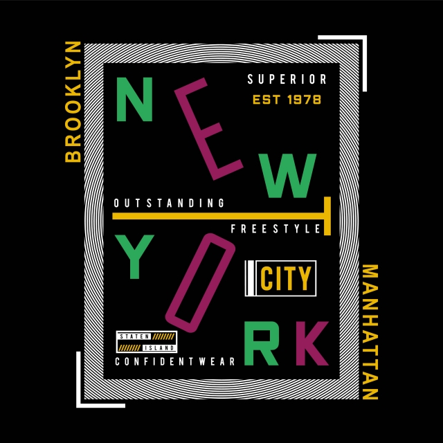 640x640 Brooklyn Manhattan Graphic Typography For T Shirt Vector