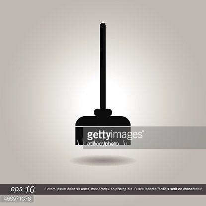 415x415 Broom Icon Vector Illustration On Grey Background Premium