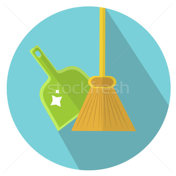 600x600 Scoop And Broom Icon Flat Style Cleaning Icon Vector