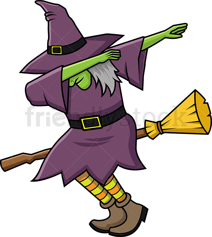 712x796 Dabbing Witch On Magic Broom Cartoon Vector Clipart