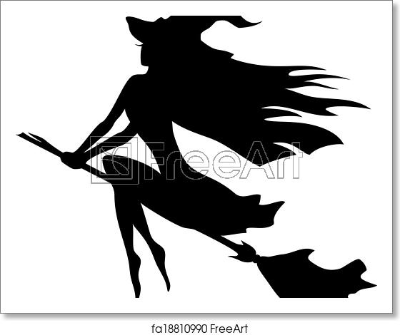 560x470 Free Art Print Of Witch Flying On A Broomstick Vector Silhouette