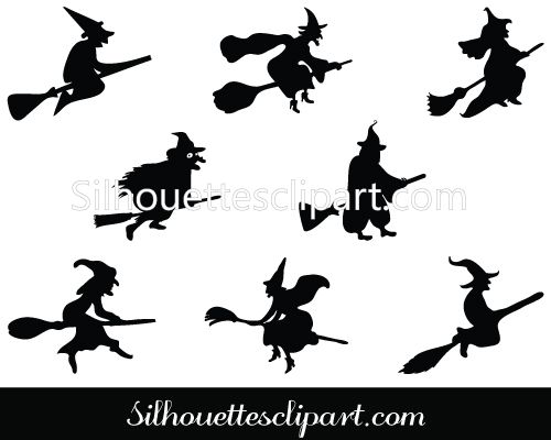 500x400 Halloween Witch Flying On A Broomstick Vector Graphics Halloween