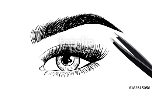 500x300 Eyes With Eyebrow And Long Eyelashes And Tweezers To Build Logo