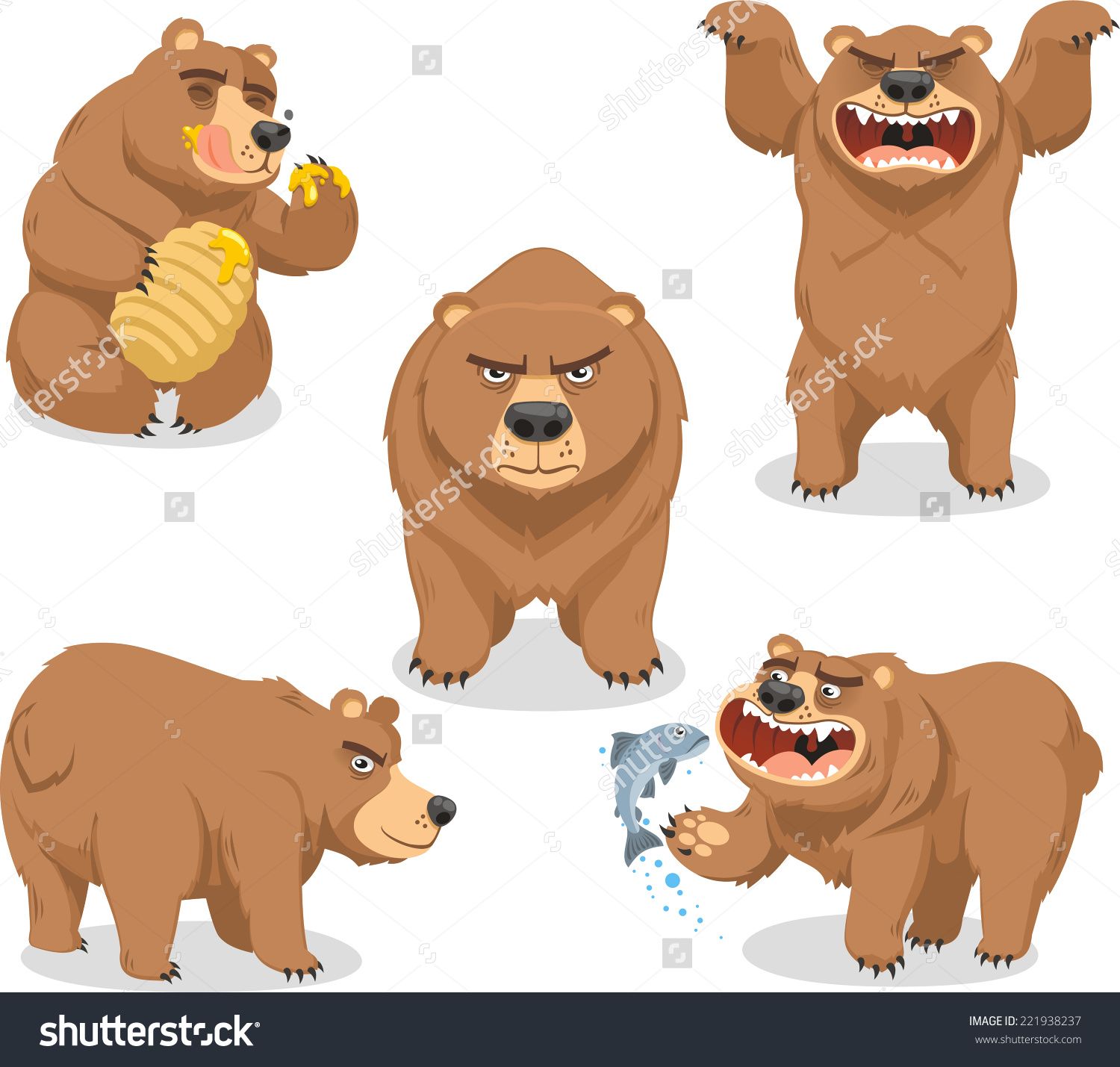 Grizzly Brown Bear Vector Illustration, With Bear In Five 1500x1429 Grizzly Brown Bear Vector Illustration, With Bear In Five