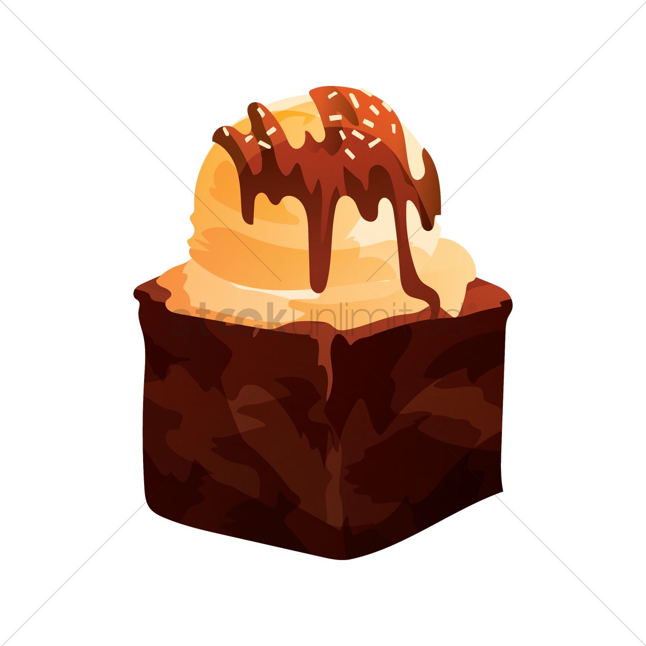 Brownie With Ice Cream Vector Image 1300x1300 Brownie With Ice Cream Vector Image