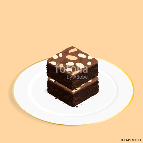 Isometric Brownie Chocolate Cake Vector Stock Image And Royalty 500x500 Isometric Brownie Chocolate Cake Vector Stock Image And Royalty