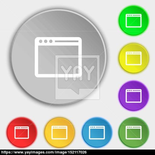 512x512 Simple Browser Window Icon Sign Symbol On Eight Flat Buttons