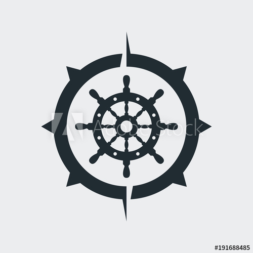 500x500 Icono Plano Timon En Brujula En Fondo Gris