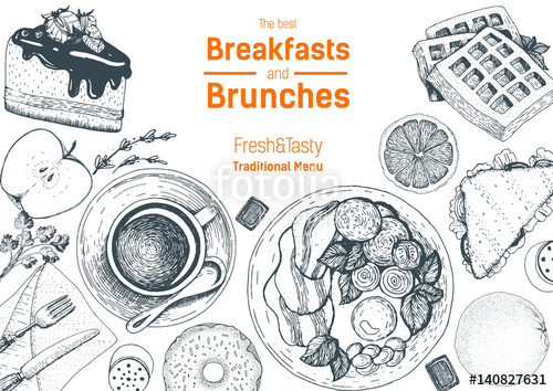 500x354 Brunch And Breakfast Top View Frame Food Menu Design Vintage