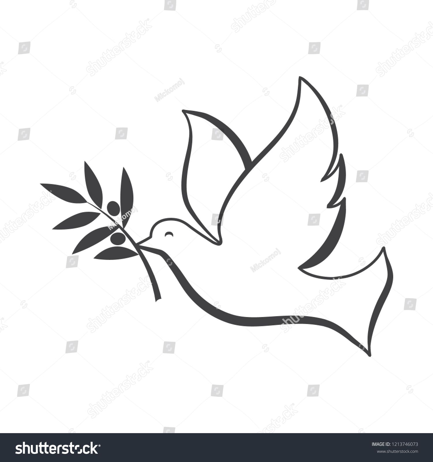 1500x1600 White Dove With Olive Brunch Vector Illustrationolive Dove White