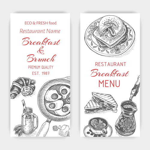 500x500 Breakfast With Brunch Menu Card Template Vector Free Download