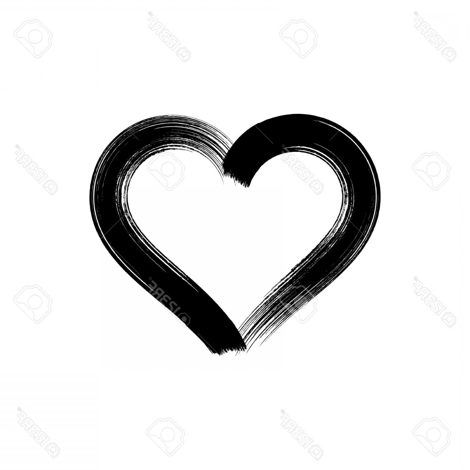 1560x1560 Photostock Vector Black Vector Heart Icon Brush Strokes Design