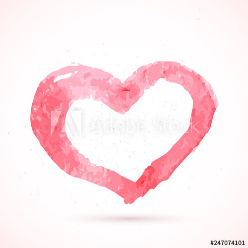 500x500 Red Heart Hand Painted With Brush Watercolor Painting Effect