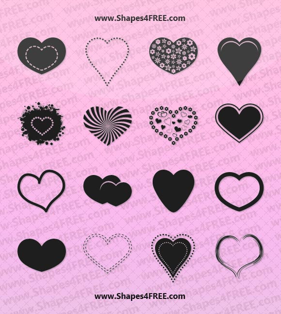 580x646 Hearts Photoshop Vector Shapes