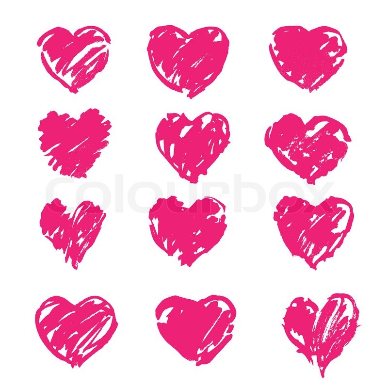 800x800 A Set Of Brush Painted Hearts For Stock Vector Colourbox