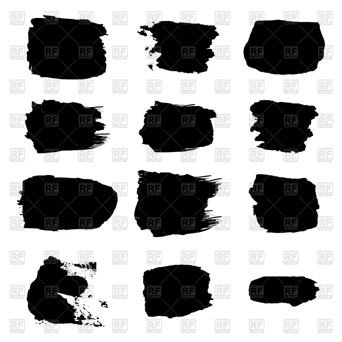 Set Of Black Brush Stroke Vector Image Of Icons And Emblems 1200x1200 Set Of Black Brush Stroke Vector Image Of Icons And Emblems