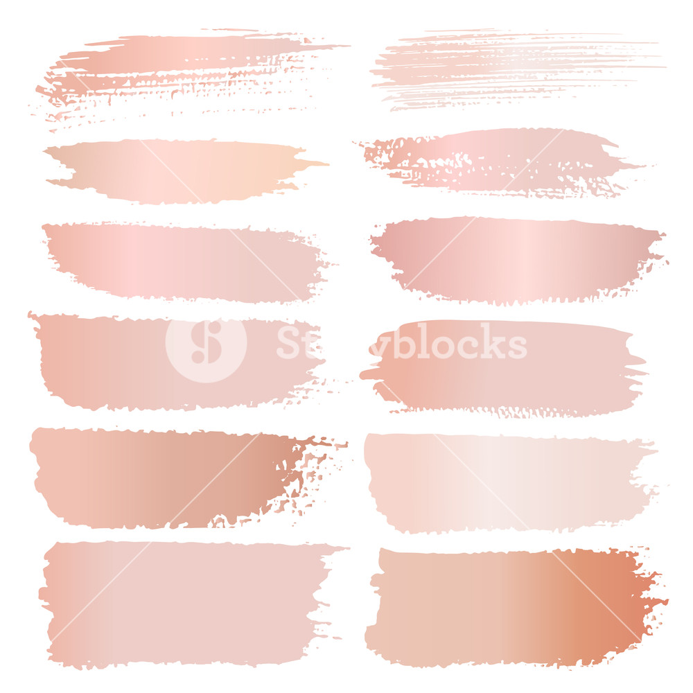 Set Of Brush Stroke, Pink Gold Grunge Brush Strokes Vector 1000x1000 Set Of Brush Stroke, Pink Gold Grunge Brush Strokes Vector