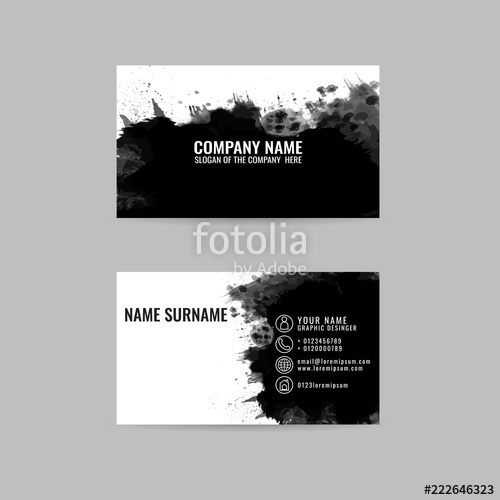 500x500 Business Cards Template With Hand Painted Brush Strokes Black Ink