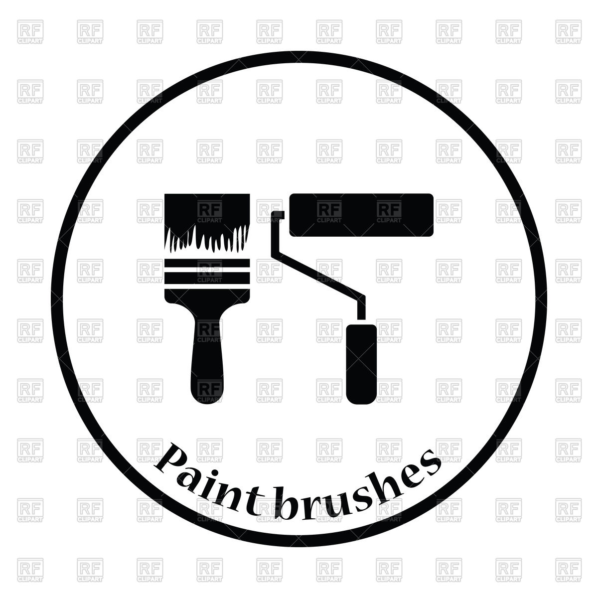 Thin Circle Design Icon Of Construction Paint Brushes Vector Image 1200x1200 Thin Circle Design Icon Of Construction Paint Brushes Vector Image