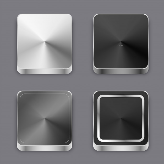 626x626 Realistic Brushed Metal Buttons Or Icons Set Vector Free Download
