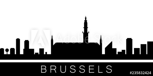 500x250 Brussels Detailed Skyline Vector Postcard Illustration