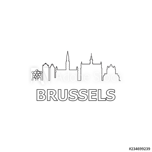 500x500 Brussels Skyline And Landmarks Silhouette Black Vector Icon