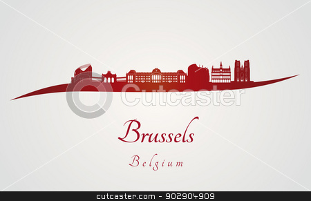 450x291 Brussels Skyline In Red Stock Vector