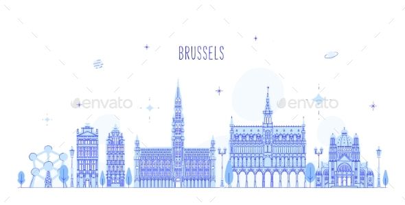 590x299 Brussel Skyline, Belgium This Vector Illustration Represents