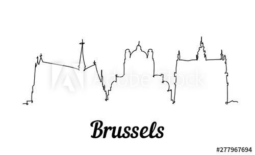 500x305 One Line Style Brussels Skyline Simple Modern Minimalistic Style